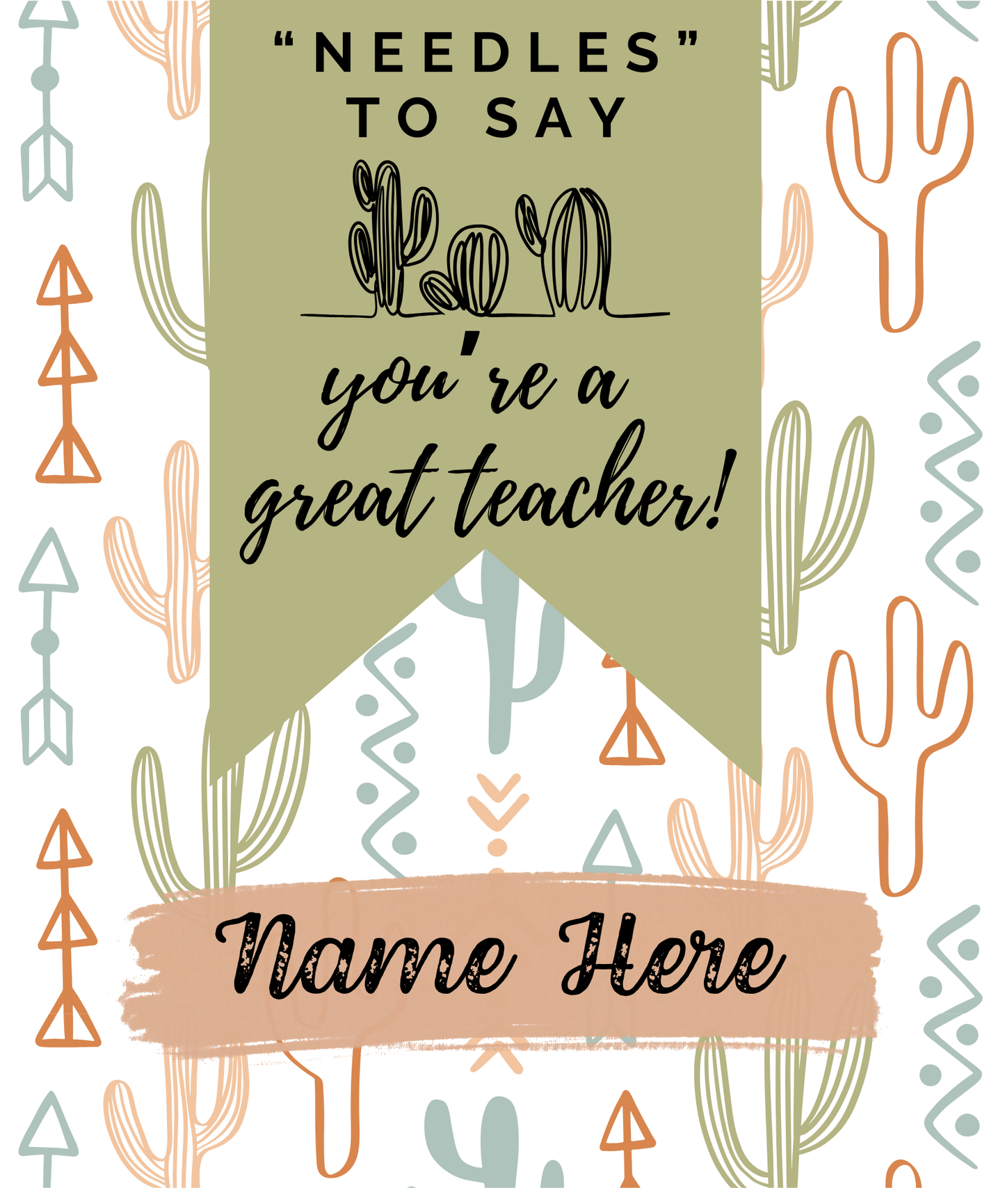 "Needles" To Say, You're A Great Teacher – Cactus Themed Tote Bag